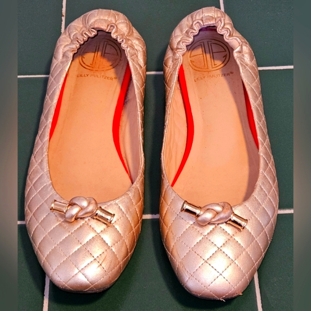 Lilly Pulitzer Gold and Pink Flats